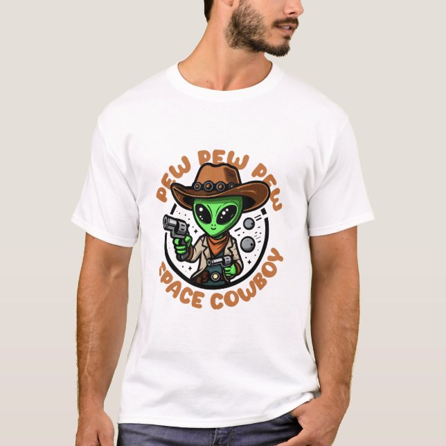 Camiseta Caubói Espacial Alien Divertido (Frente)