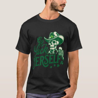 Camiseta Caubói Esqueleto Verde Divertido Com Cerveja E Fes