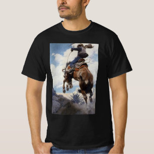 Camiseta Caubóis Western Vintage, Bucking por NC Wyeth
