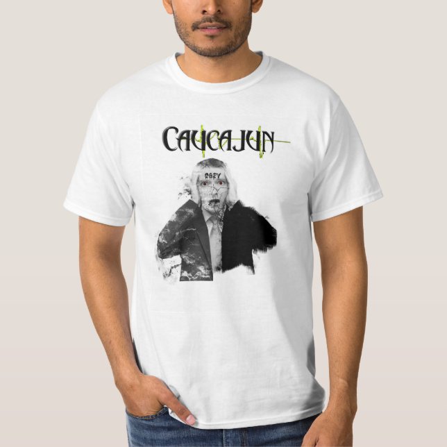 Camiseta Caucajun obedece o T branco (Frente)
