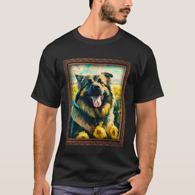 Camiseta Caucasian Shepherd Painting Sunflower Flower Mom W (Frente)