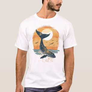 Camiseta Cauda de baleia ao pôr do sol - Gráfico do oceano 