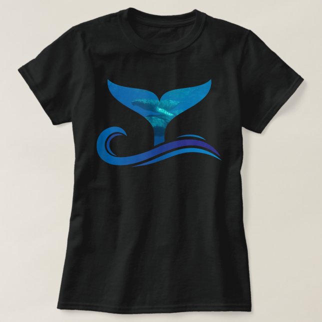 Camiseta Cauda de Baleia em Ondas Orca Oceano Topo (Frente do Design)