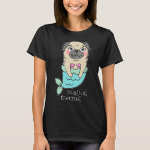 Camiseta Cauda de Cachorro Pug Sereia Merpug Mágica Engraça