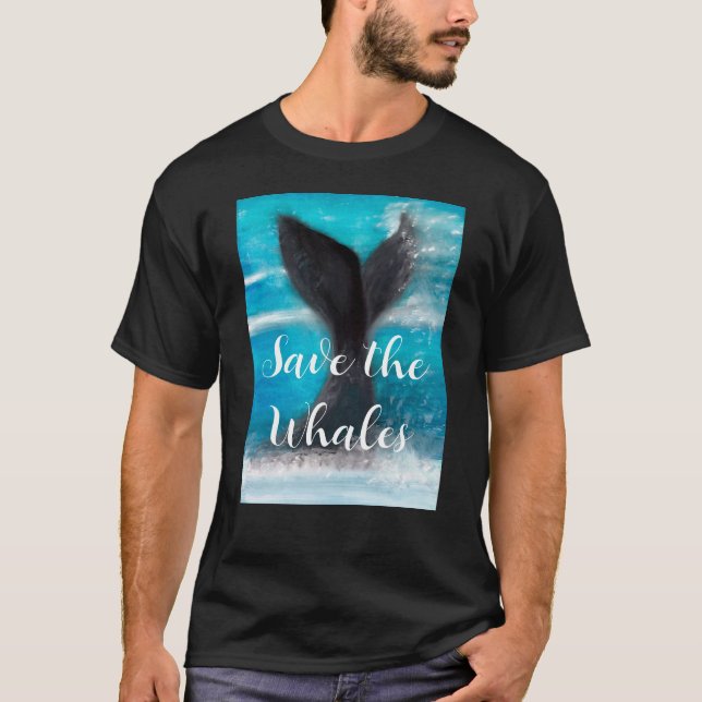 Camiseta Cauda de uma baleia - Salve as baleias (Frente)