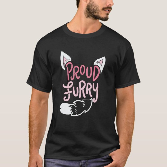 Camiseta Cauda e Orelhas Peludas Orgulhosas Cosplay (Frente)