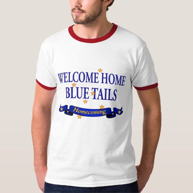 Camiseta Caudas azuis Home bem-vindas (Frente)