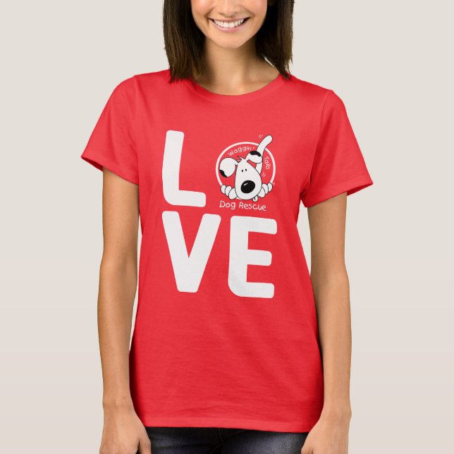 Camiseta Caudas de Waggin do AMOR - mulheres escuras (Frente)