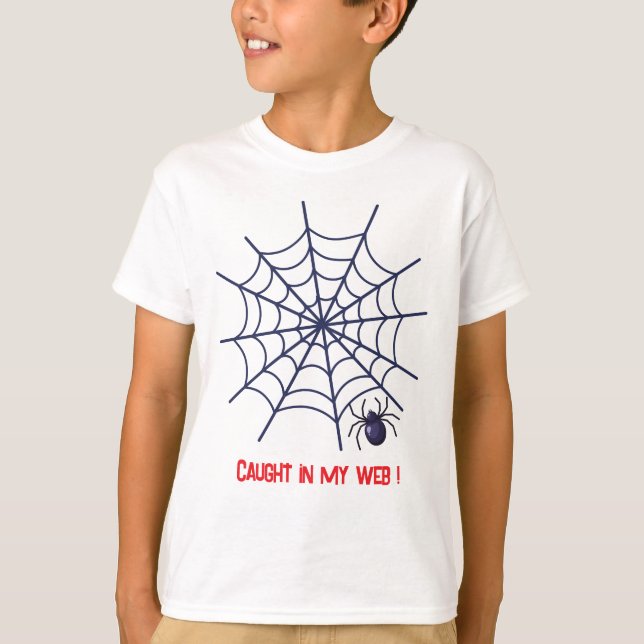 Camiseta Caught In My Web – Funny Spider Halloween T-Shirt  (Frente)