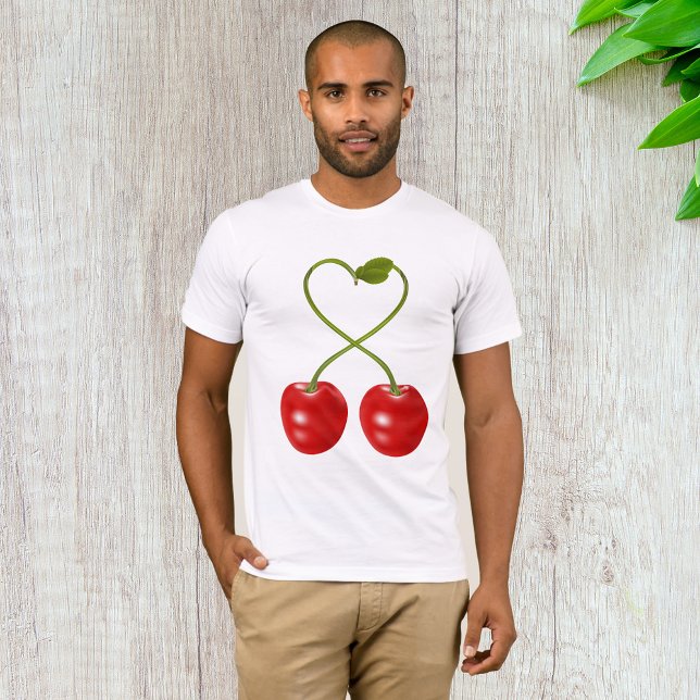 Camiseta Caule de Cereja em Forma de Coração (Criador carregado)