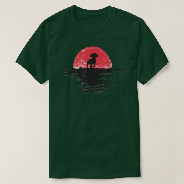Camiseta Cav-a-Jack, japonês, sunset retro cachorro vermelh (Frente do Design)