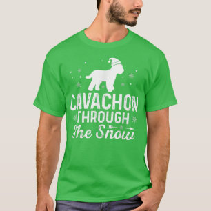 Camiseta Cavachon através da neve Engraçado Natal Ano Novo