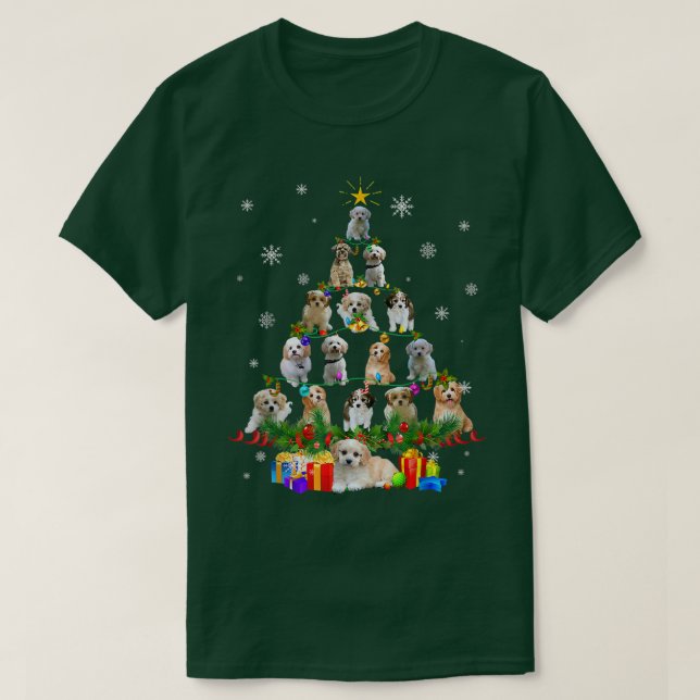 Camiseta Cavachon Christmas Tree Lights Funny Lover Dog Xma (Frente do Design)