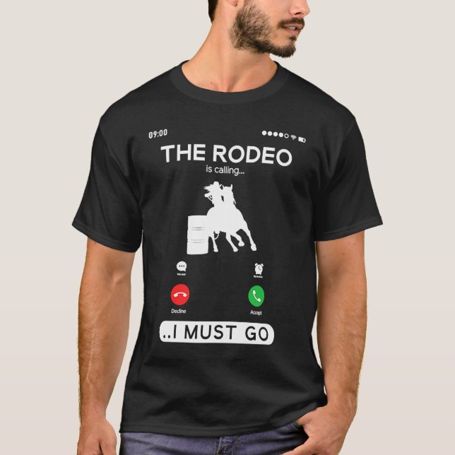 Camiseta Cavaleira de Barril de Rodeio Está Chamando  Caval (Frente)