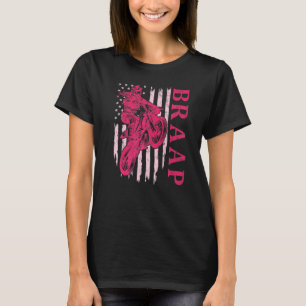 Camiseta Cavaleira de Moto Cross Braap Meninas Rosa EUA Ame