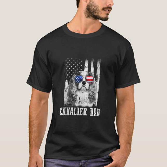 Camiseta Cavaleiro Americano Orgulhoso Bandeira Funny Dog P (Frente)
