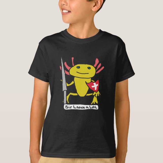Camiseta Cavaleiro Axolote Engraçado (Frente)
