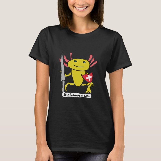 Camiseta Cavaleiro Axolote Engraçado (Frente)