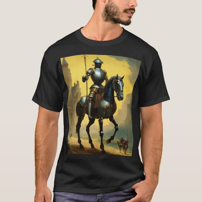Camiseta Cavaleiro blindado em um Ouro brilhante majestoso  (Frente)
