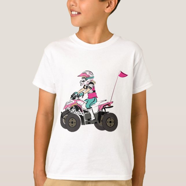 Camiseta Cavaleiro cor-de-rosa e preto da menina ATV (Frente)