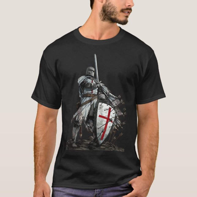 Camiseta Cavaleiro da Espada do Guerreiro Medieval do Templ (Frente)
