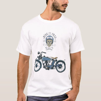 Camiseta cavaleiro da motocicleta e velomotor velho, cor