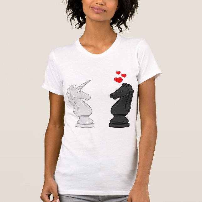 Camiseta Cavaleiro da xadrez do unicórnio (Frente)