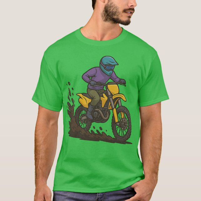 Camiseta Cavaleiro de Bicicleta Dirt em Ação (Frente)