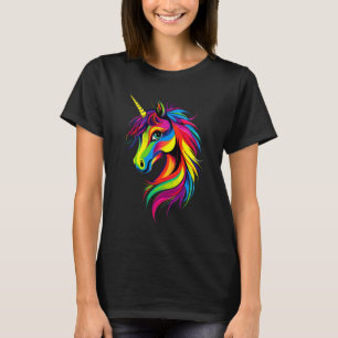 Camiseta Cavaleiro de Cores Coloridas do Arco-íris de Unicó