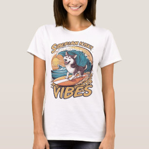 Camiseta Cavaleiro de Onda: Cachorro Siberiano Husky Captur