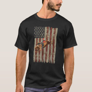 Camiseta Cavaleiro de Touro de Rodeio Patriótico Bandeira A