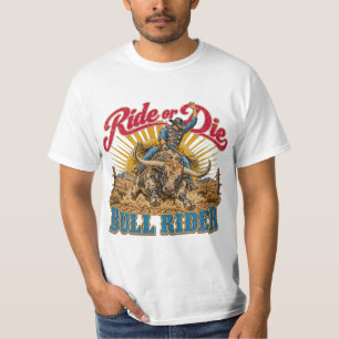Camiseta Cavaleiro de Touro Ride or Die Rodeio Ocidental Re