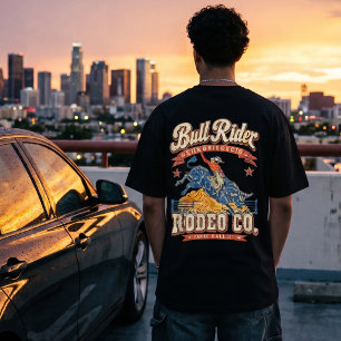 Camiseta Cavaleiro de Touro Vintage Rodeio Co Gráfico Weste