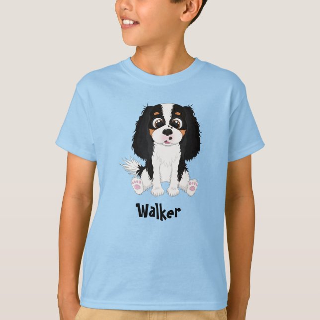 Camiseta Cavaleiro de três cores King Charles Spaniel  (Frente)