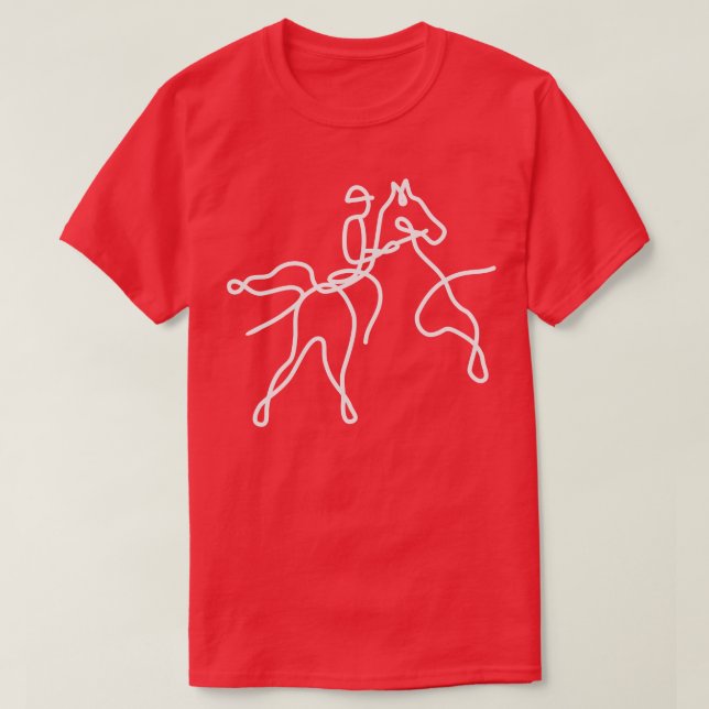 Camiseta Cavaleiro de Uma Linha com Cavalo majestoso 1 (Frente do Design)