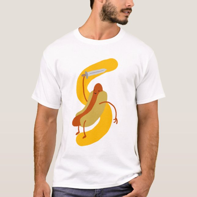 Camiseta Cavaleiro do cachorro quente (Frente)
