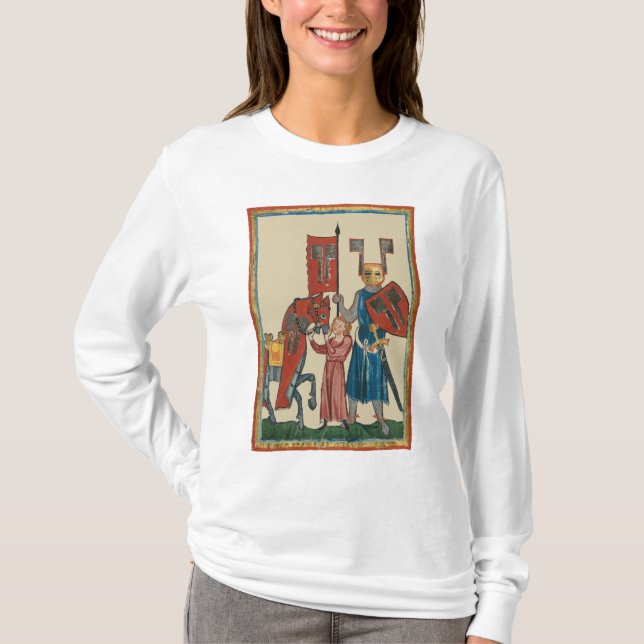 Camiseta Cavaleiro e Esquadrão, Arte Medieval do Século 14 (Frente)