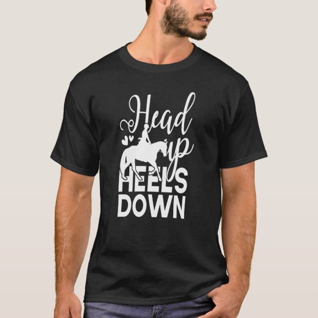Camiseta Cavaleiro Equestre de Equitação com Cabeça Levanta (Frente)
