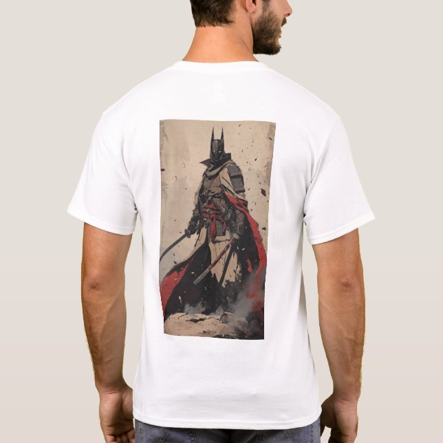 Camiseta Cavaleiro Escuro Samurai Ninja Posto com um T-s Ka (Verso)