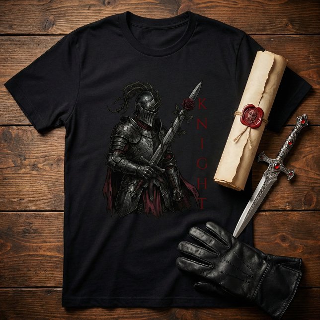Camiseta Cavaleiro Gótico da Rosa Sangrenta Fantasia Sombri (Criador carregado)