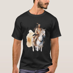 Camiseta Cavaleiro Indígena Americano Cavaleiro Indígena Tr