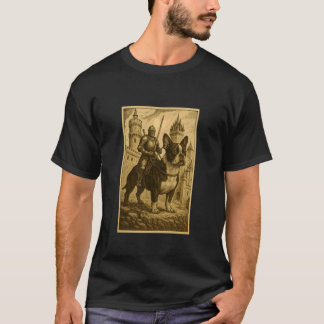 Camiseta Cavaleiro Medieval Montando Cachorro Boston Terrie