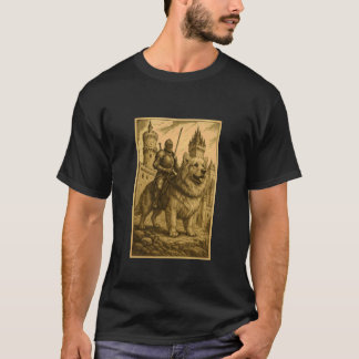 Camiseta Cavaleiro Medieval Montando Cachorro Retriever Dou