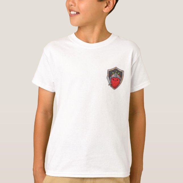 Camiseta Cavaleiro Morango Fofo Guerreiro Infantil (Frente)