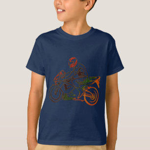 Camiseta Cavaleiro no arco-íris da motocicleta metálico
