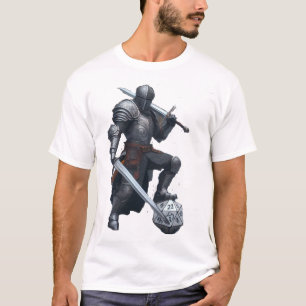 Camiseta cavaleiro ou paladino na armadura do cheio
