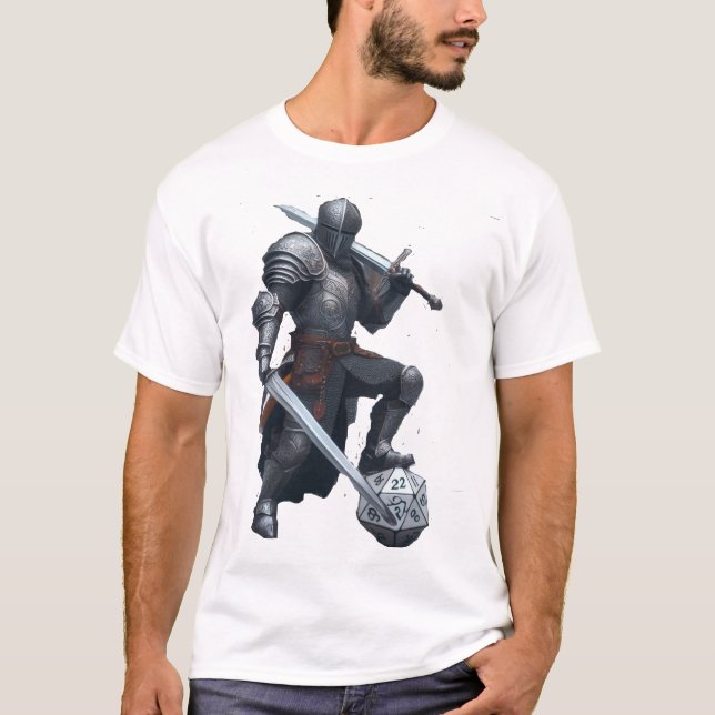 Camiseta cavaleiro ou paladino na armadura do cheio (Frente)