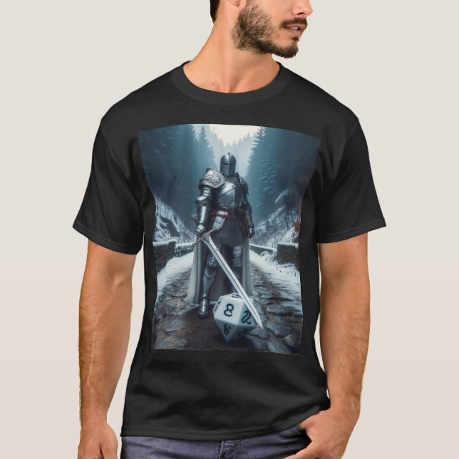 Camiseta cavaleiro ou paladino na armadura do cheio (Frente)