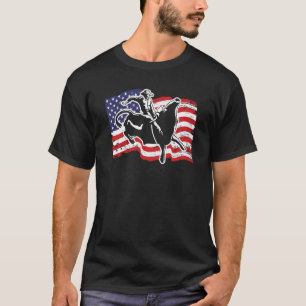 Camiseta Cavaleiro Patriótico de Touro Rodeio Ocidental Ban