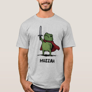 Camiseta Cavaleiro Sapo Huzzah Meme Divertido Anfíbio Medie